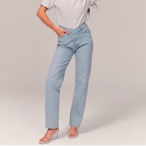Abercrombie & Fitch Light Blue Straight Leg Dad Jeans High Rise NWOT Size 26